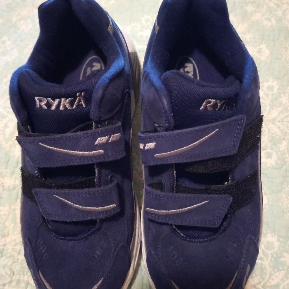 Ryka Women's Navy/Gray Suede Velcro Closure Athletic Shoes. Brand New. Size 7W.